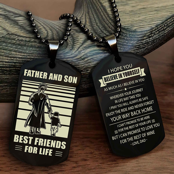 DRB Personalized Double Sided Dog Tag Silver To My Son I Love You - Enjoy The Ride And Never Forget Your Way Back Home From