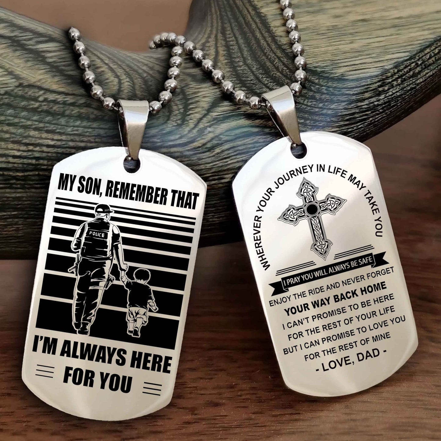 DRB Cross Double Sided Dog Tag My Son Remember That - Gift For Son Enjoy The Ride Never Forget Your Way Back Home