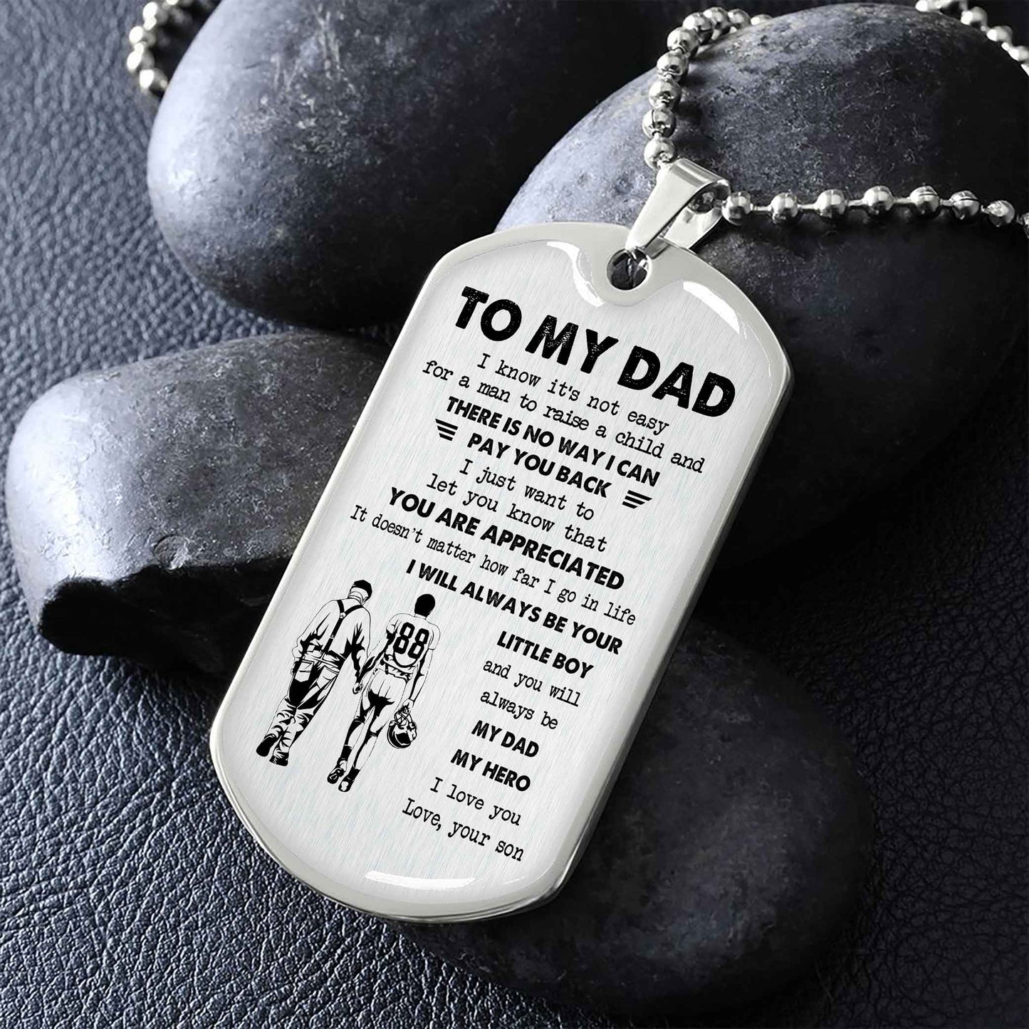 Dragon B GK-Father and Son- Millitary Chain 18K Gold Plated To My Dad I Know It's Not Easy - I Will Always Be Your Little Boy Gift From Son To Dad Father's Day Gift