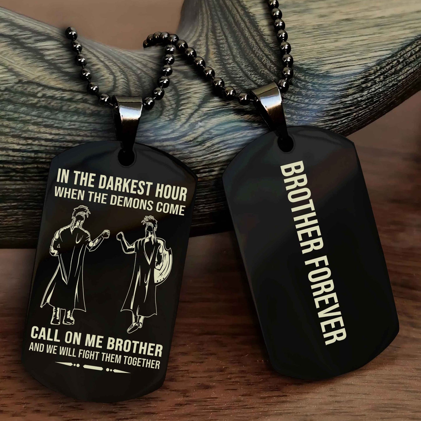 DRB Customizable engraved black dog tag double sided gift from brother, brother forevers NAG