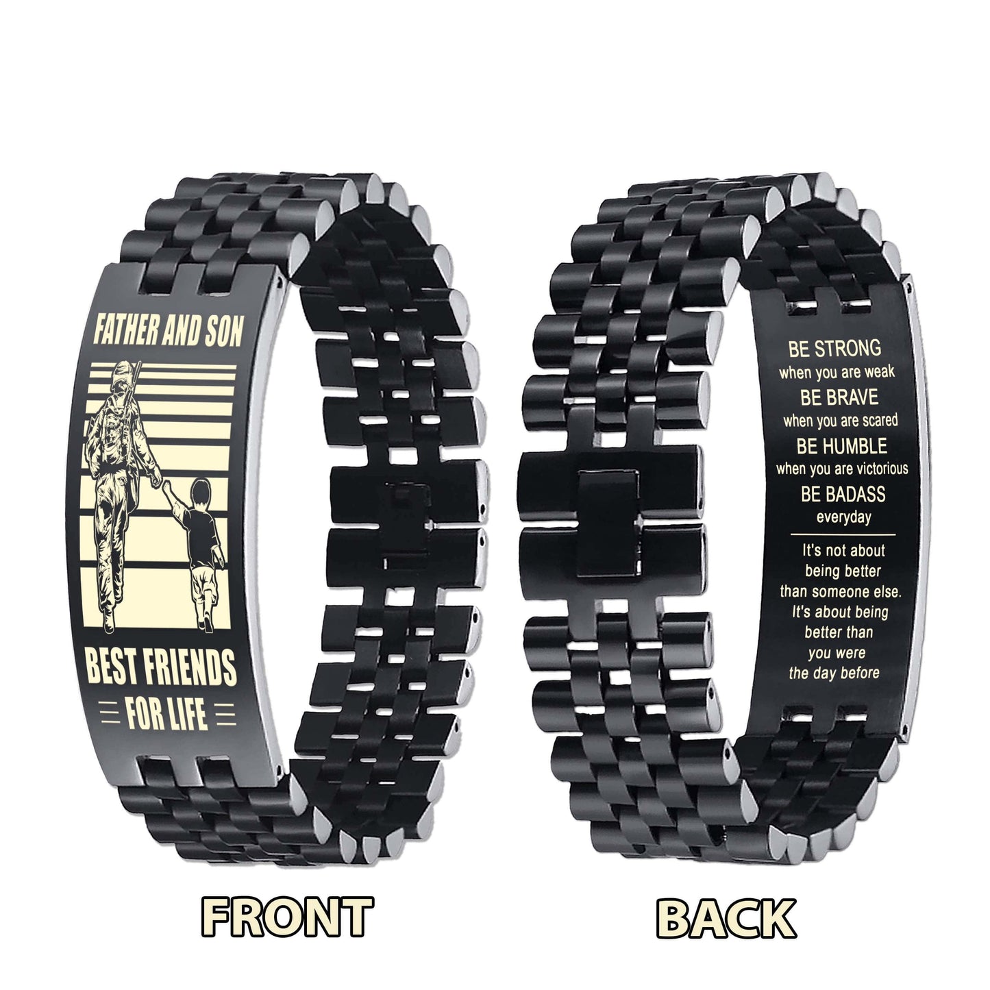 Spartan STO Personalized Double Sided Bracelet Father And Son Best Friends For Life - Message on the back side