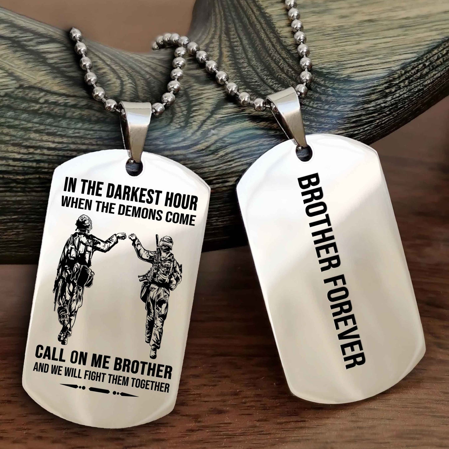 DRB Customizable engraved black dog tag double sided gift from brother, brother forevers NAG