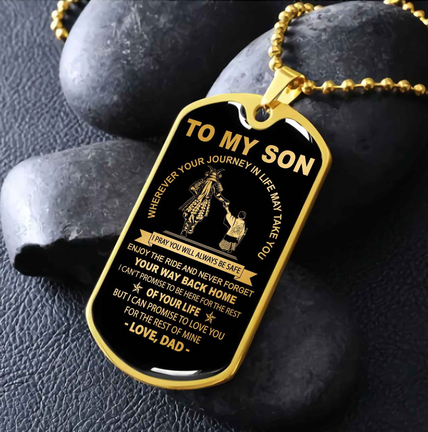 DRB Military Chain 18K Gold Plated Silver Plated To My Son Never Forget Your Way Back Home