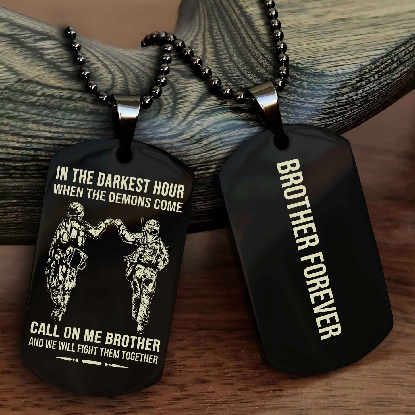 DRB Customizable engraved black dog tag double sided gift from brother, brother forevers NAG