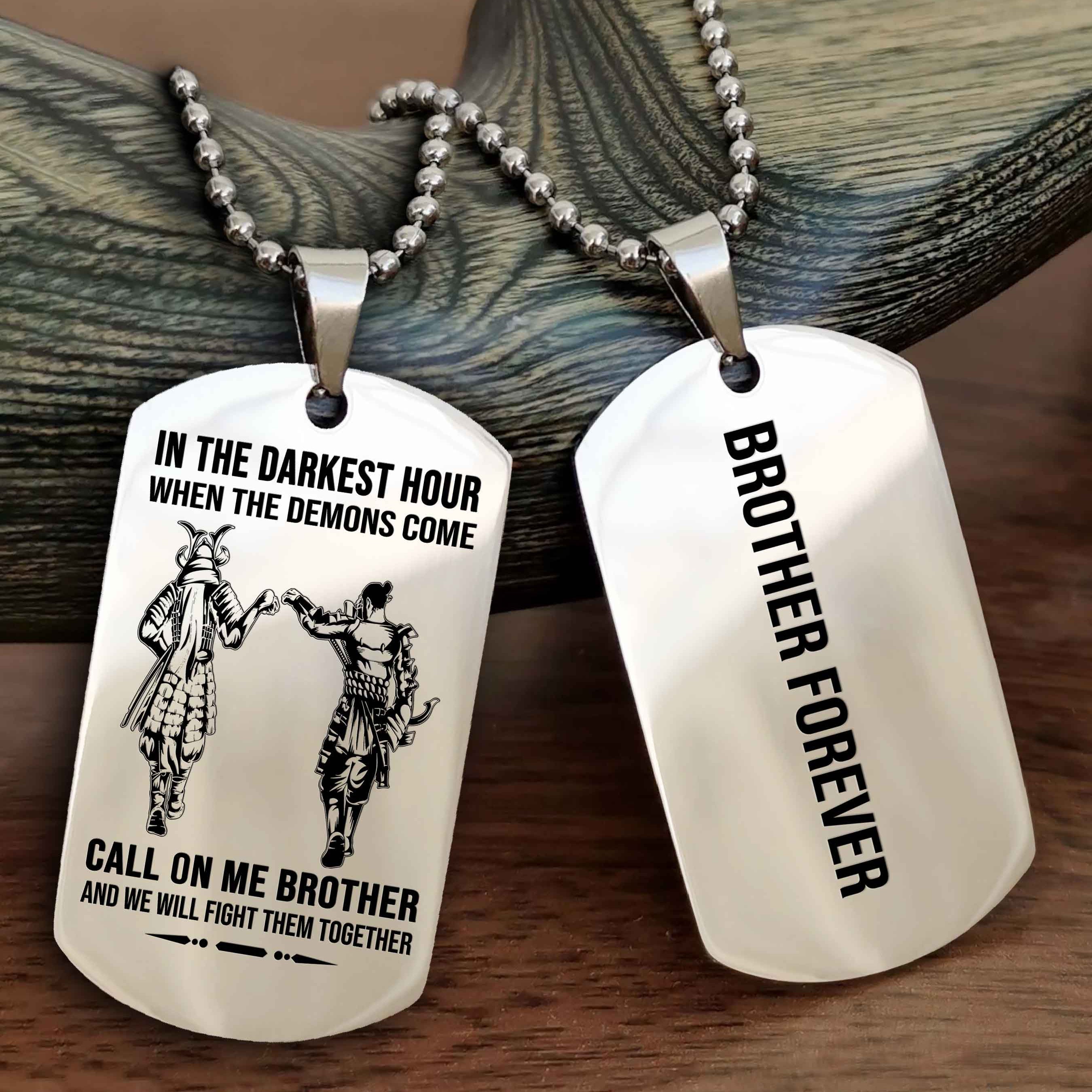 DRB Customizable engraved black dog tag double sided gift from brother, brother forevers NAG