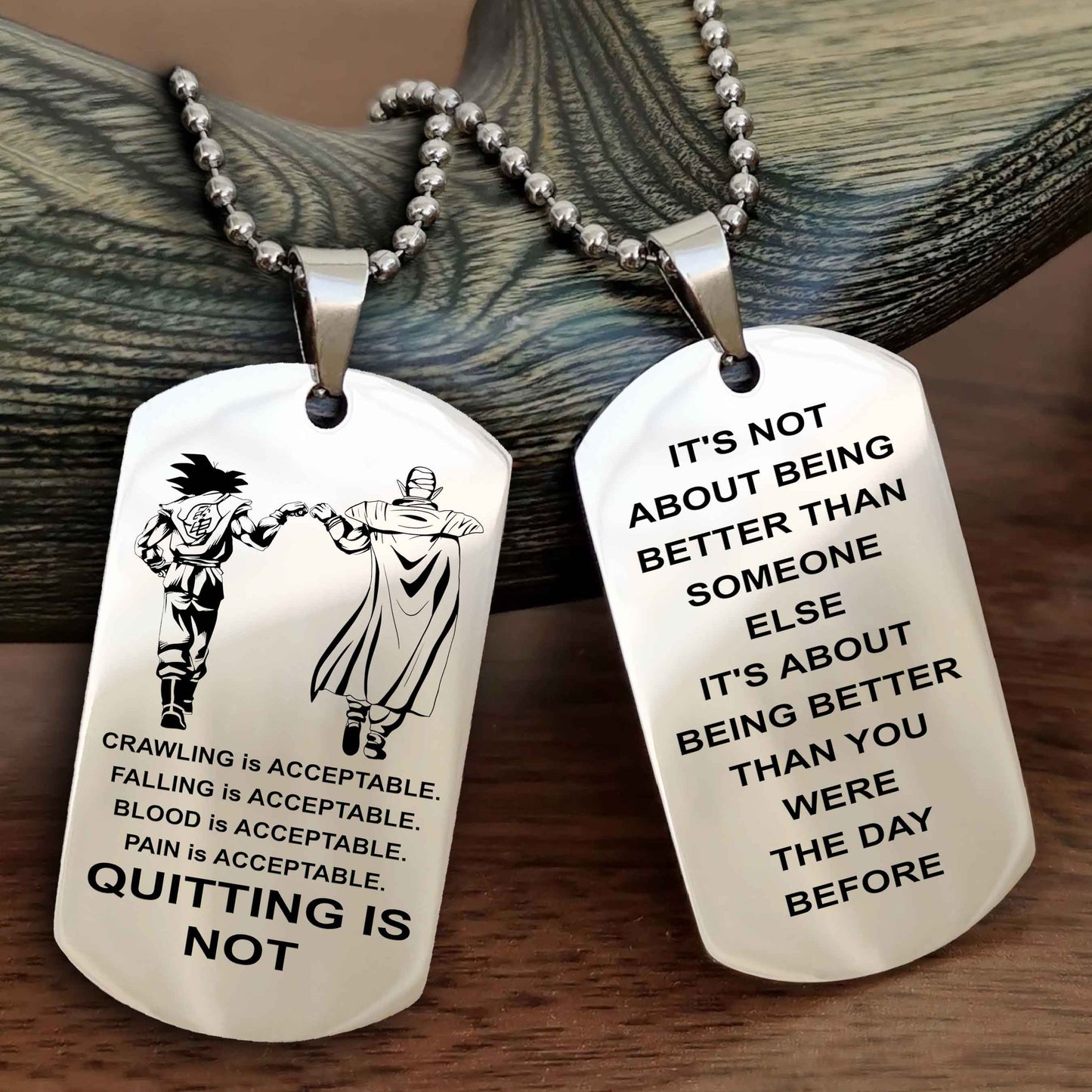 DRB Double Side Dog Tag For Your Friend Quiting Is Not - It's Not About Being Better Than Someone Else