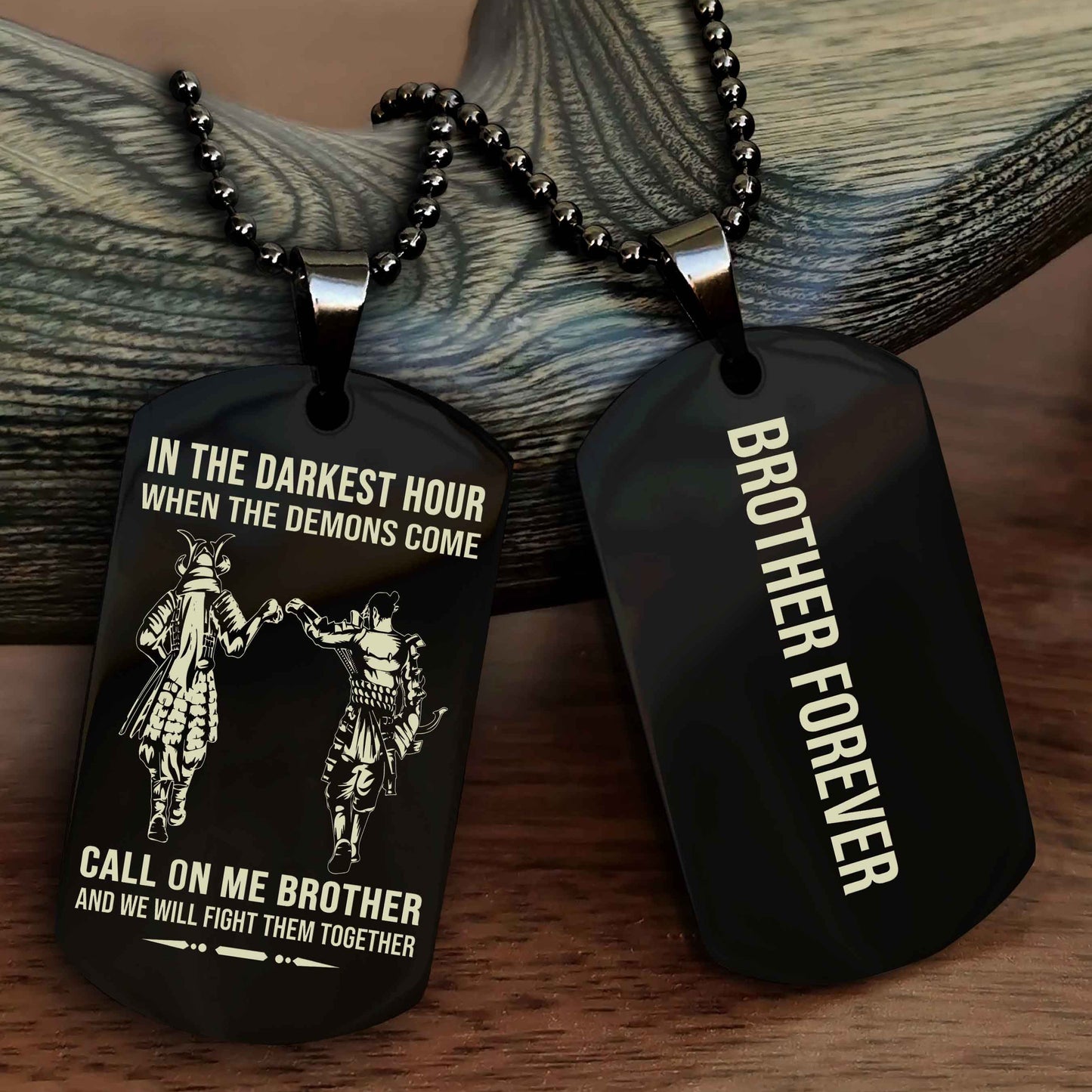 DRB Customizable engraved black dog tag double sided gift from brother, brother forevers NAG