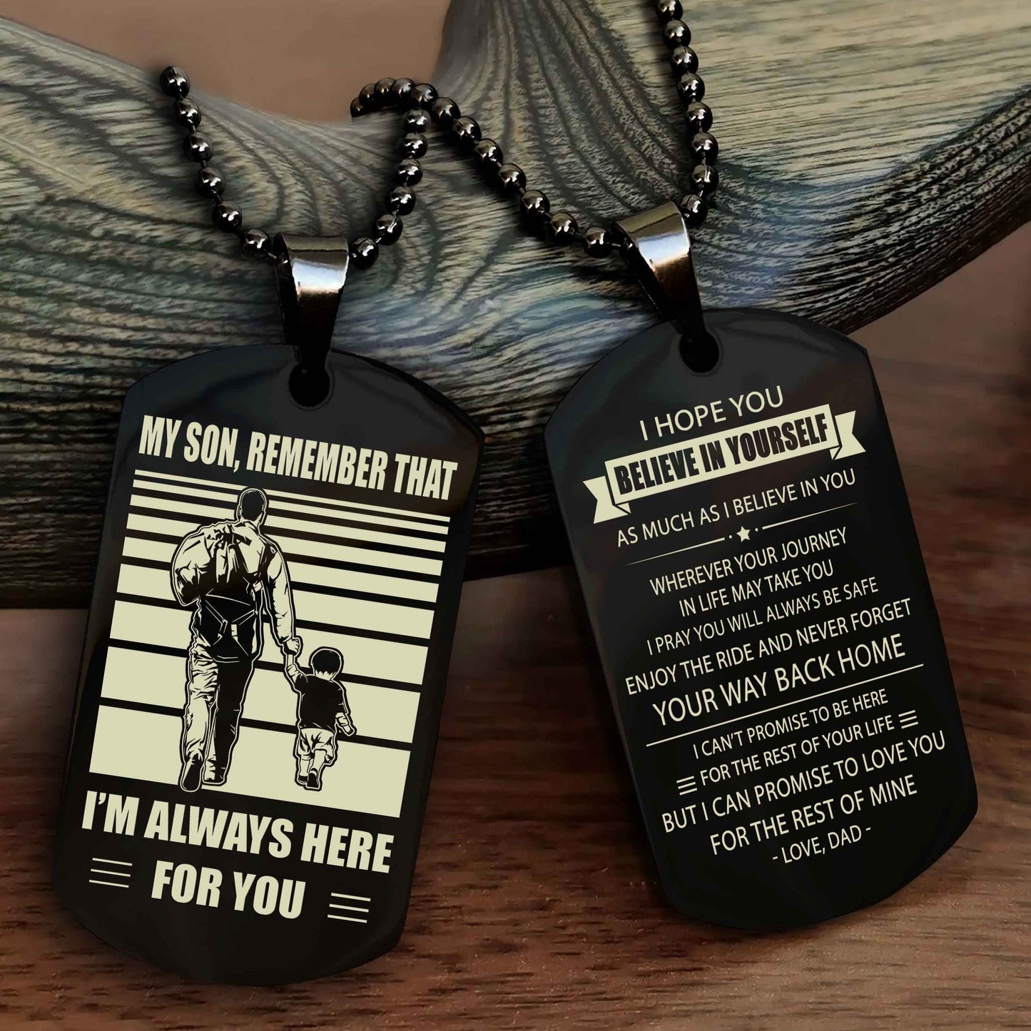 Biker Personalized Double Sided Dog Tag My Son Remember That I Will Always Here Never Forget Your Way Back Home