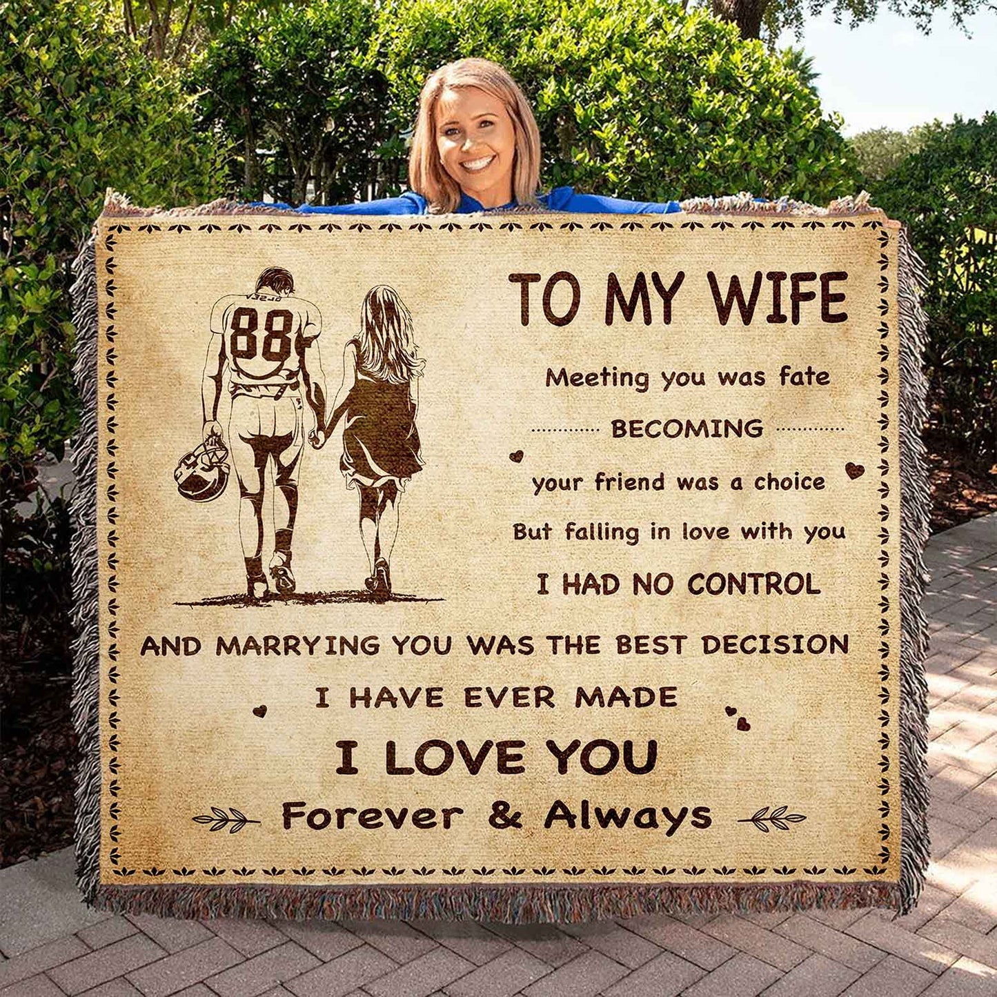 To My Wife Woven Blanket Meeting You Was Fate I Love You Forever And Always Gift For Your Wife