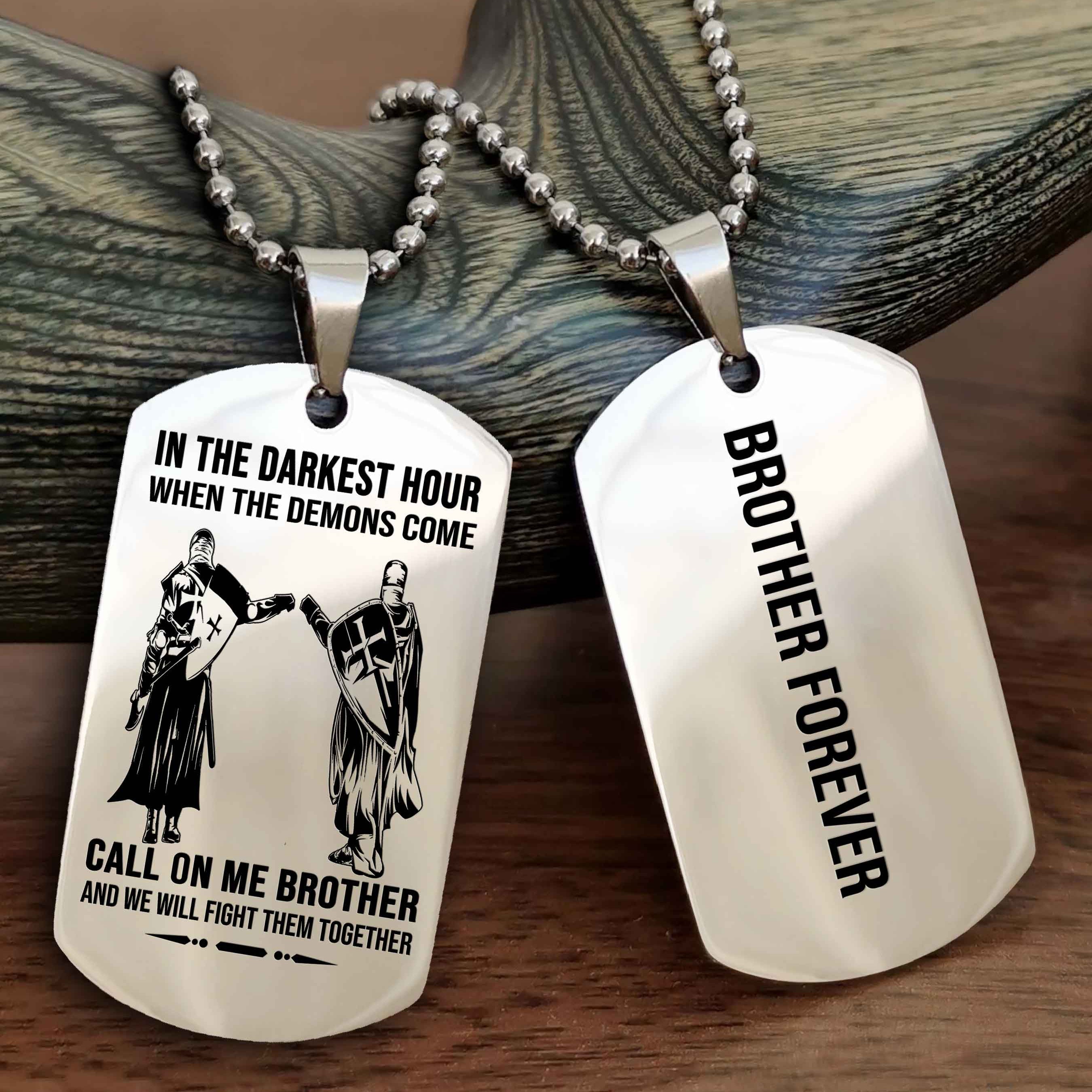 DRB Customizable engraved black dog tag double sided gift from brother, brother forevers NAG