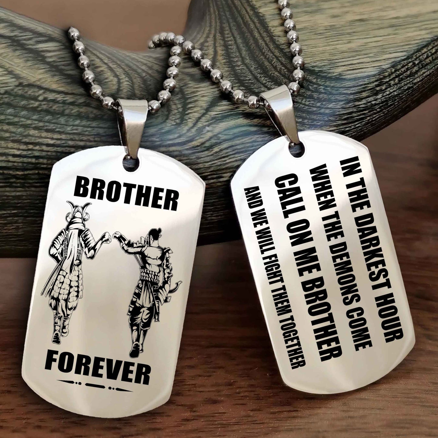 Viking Engraved Double Sided Dog Tag Call On Me Brother NAG Brothers Forever We Will Fight Them Together