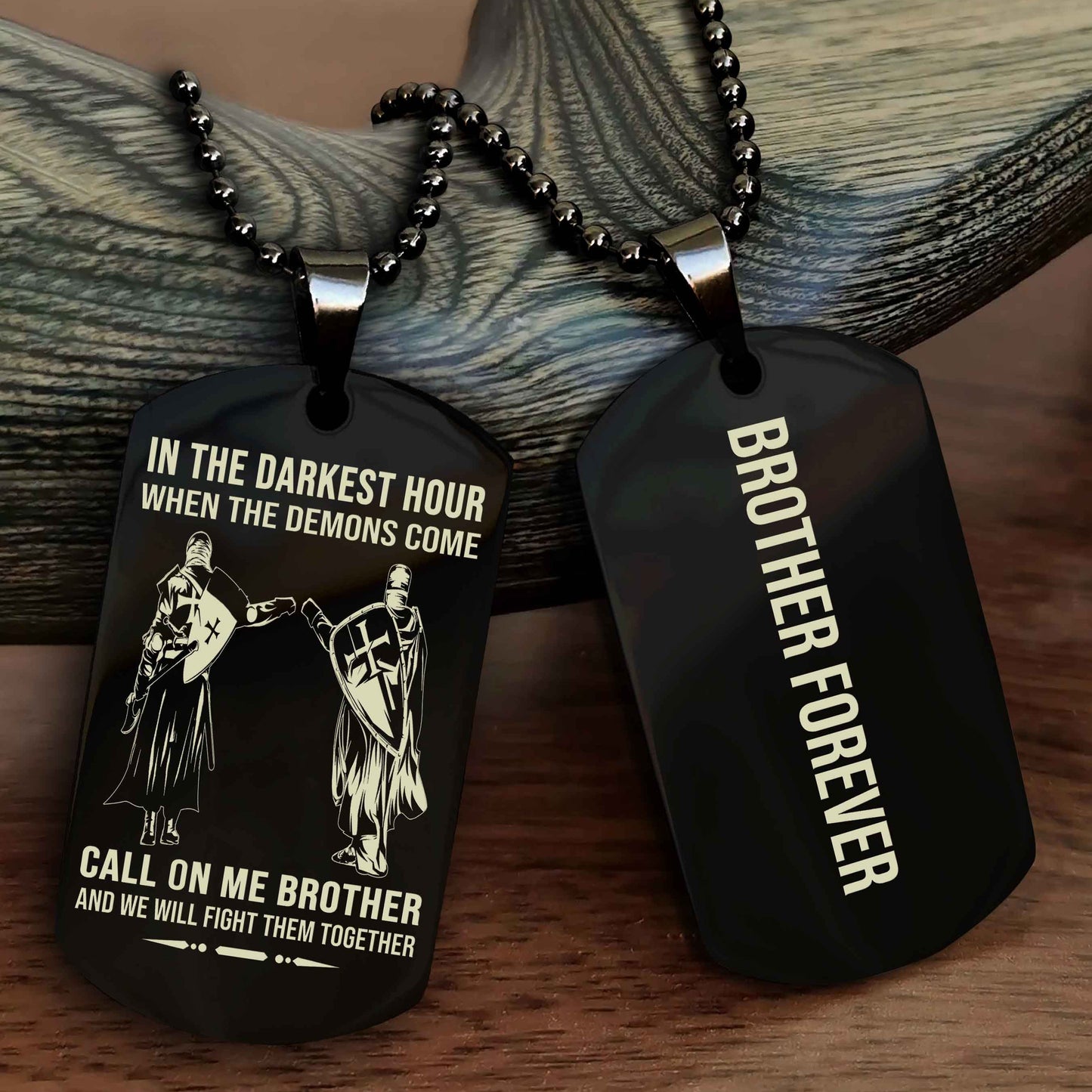 DRB Customizable engraved black dog tag double sided gift from brother, brother forevers NAG