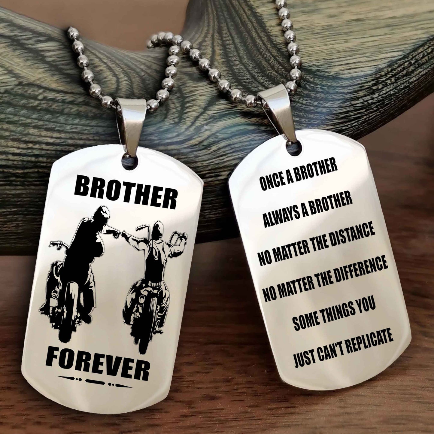 Viking Customizable engraved dog tag double sided gift from brother - Brother Forever Once A Brother Always A Brother