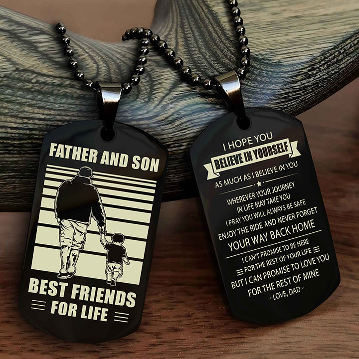 DRB Personalized Double Sided Dog Tag Silver To My Son I Love You - Enjoy The Ride And Never Forget Your Way Back Home From