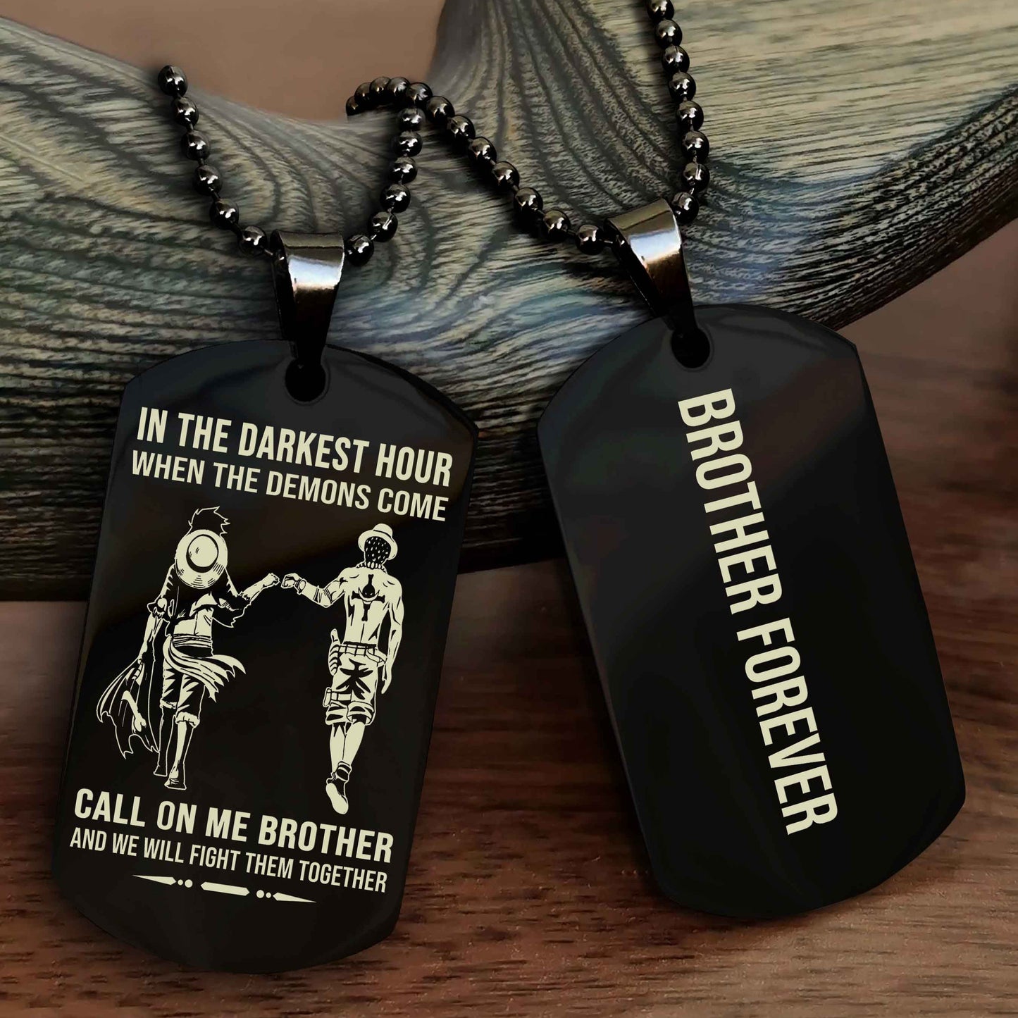 DRB Customizable engraved black dog tag double sided gift from brother, brother forevers NAG
