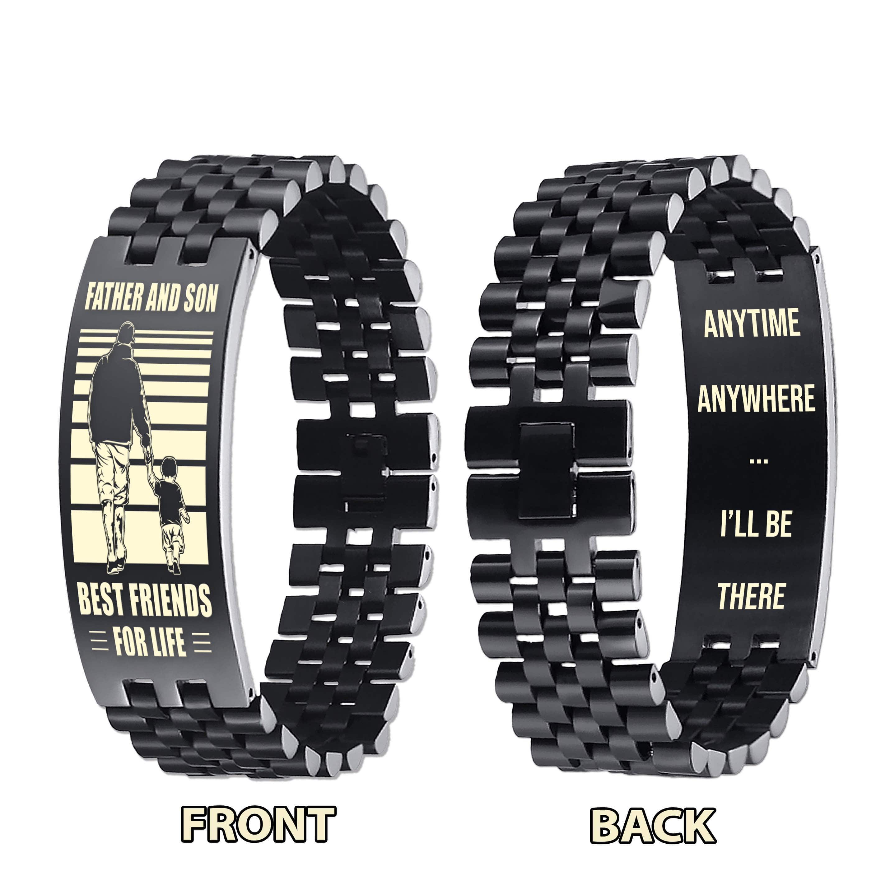 Samurai ANT Personalized Double Sided Bracelet Father And Son Best Friends For Life - Message on the back side