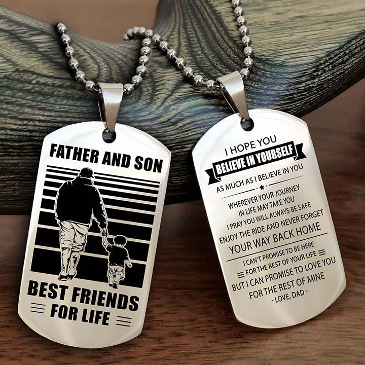 DRB Personalized Double Sided Dog Tag Silver To My Son I Love You - Enjoy The Ride And Never Forget Your Way Back Home From