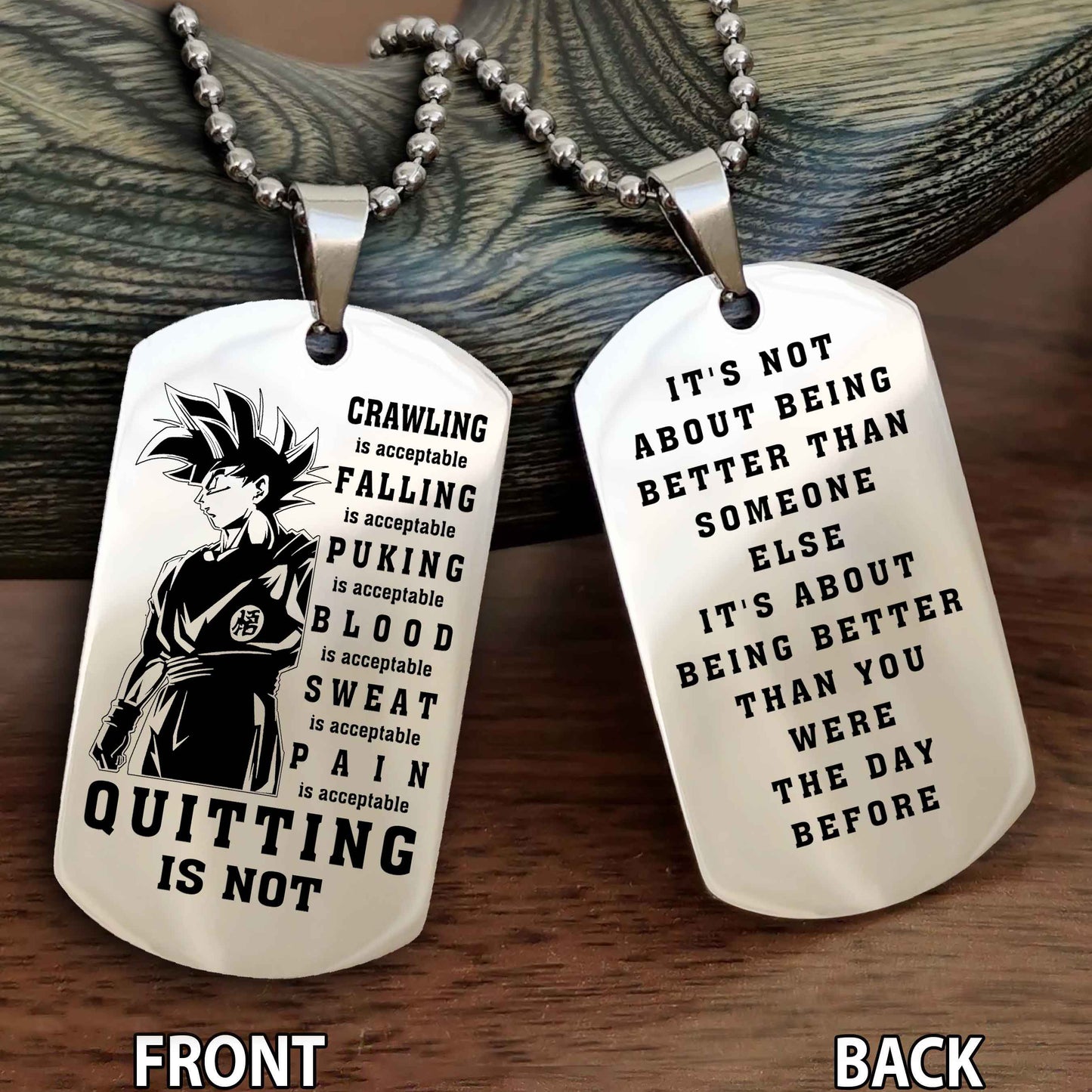 DRB Double Side Dog Tag For Your Friend Quiting Is Not - It's Not About Being Better Than Someone Else