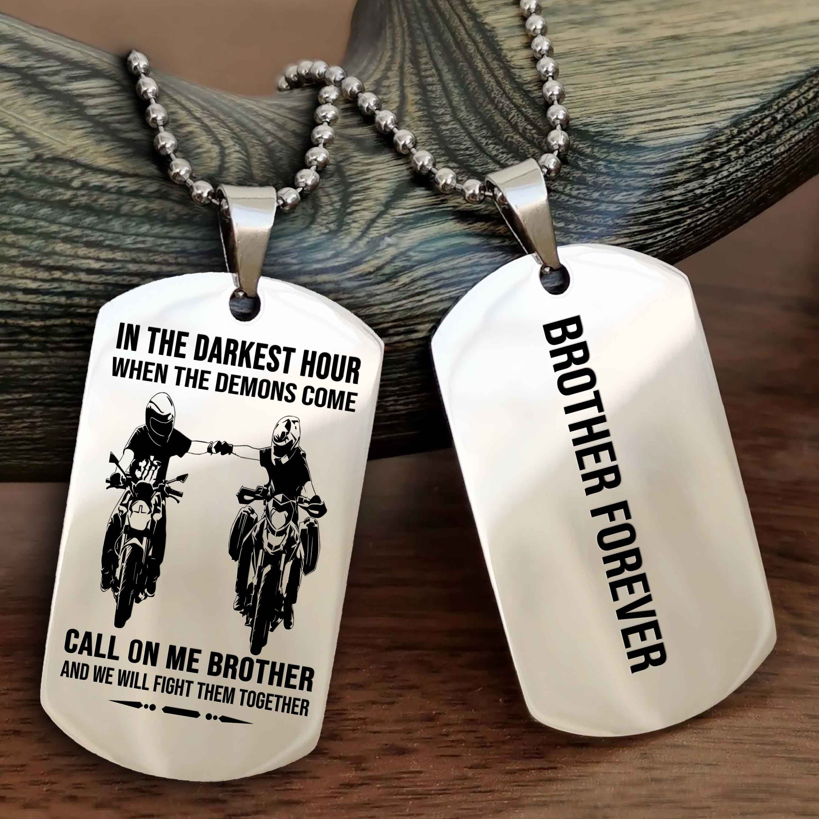 DRB Customizable engraved black dog tag double sided gift from brother, brother forevers NAG