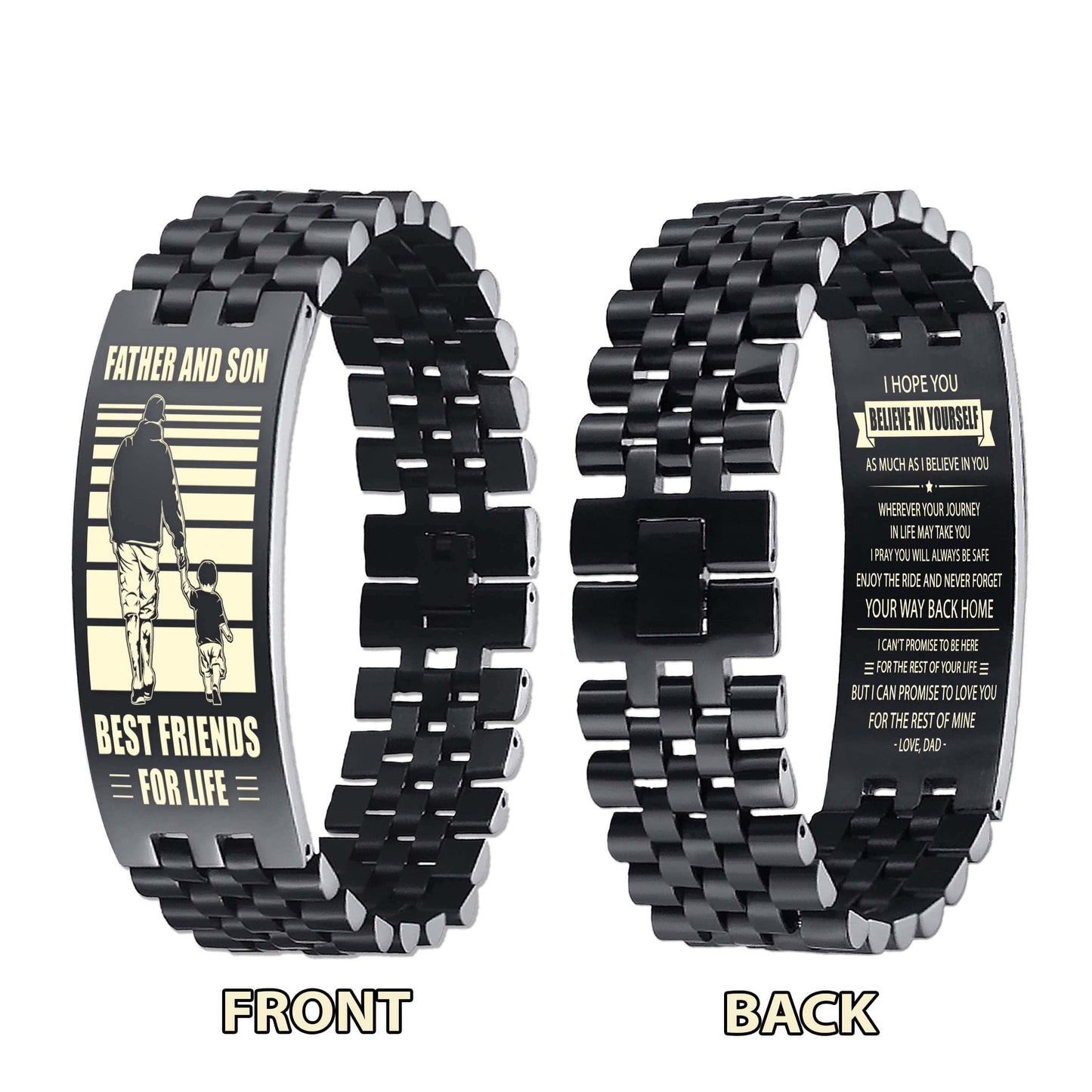 Spartan STO Personalized Double Sided Bracelet Father And Son Best Friends For Life - Message on the back side