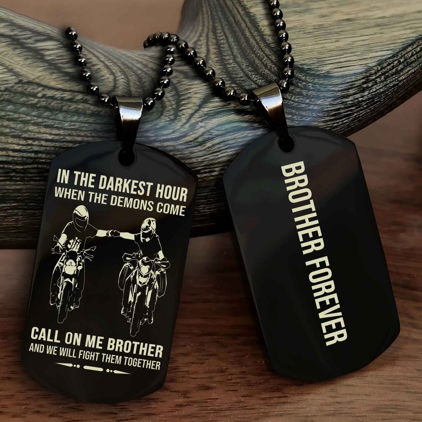 DRB Customizable engraved black dog tag double sided gift from brother, brother forevers NAG