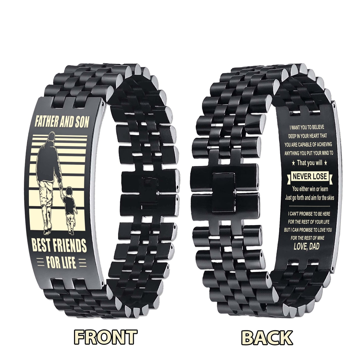 Spartan STO Personalized Double Sided Bracelet Father And Son Best Friends For Life - Message on the back side