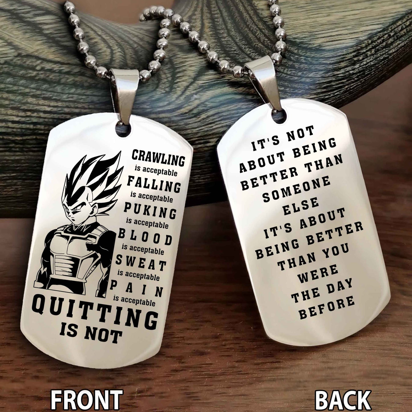 DRB Double Side Dog Tag For Your Friend Quiting Is Not - It's Not About Being Better Than Someone Else