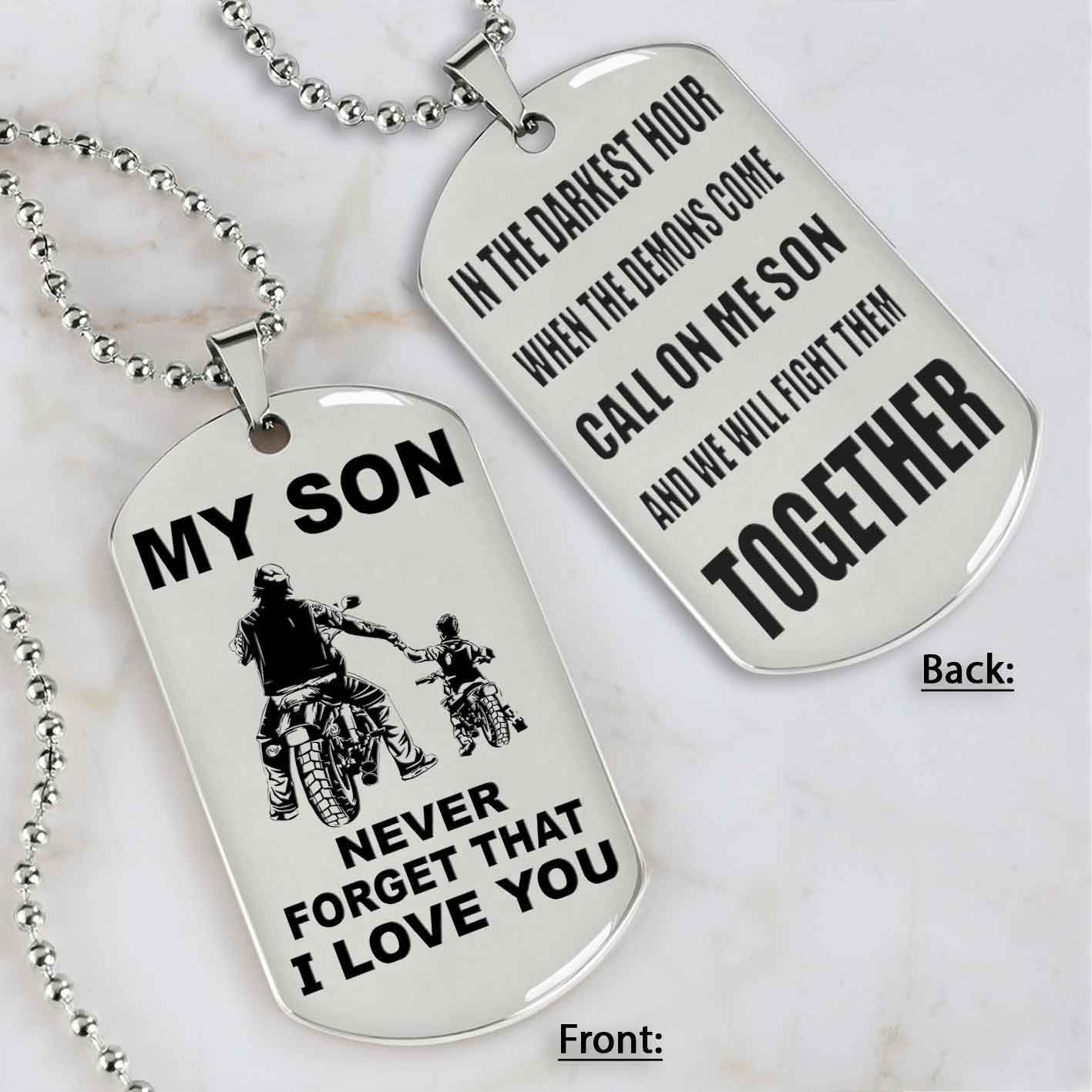 DRB Personalized Double Sided Dog Tag To My Son Never Forget That I Love You - Call On Me Son