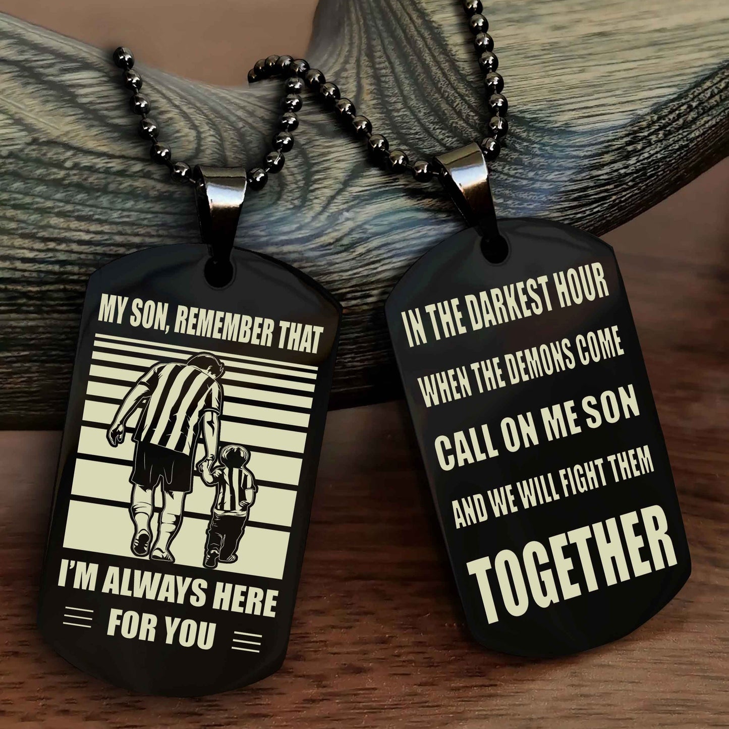 Biker Personalized Double Sided Dog Tag My Son Remember That I Will Always Here Call On Me Son And We Will Fight Them Together
