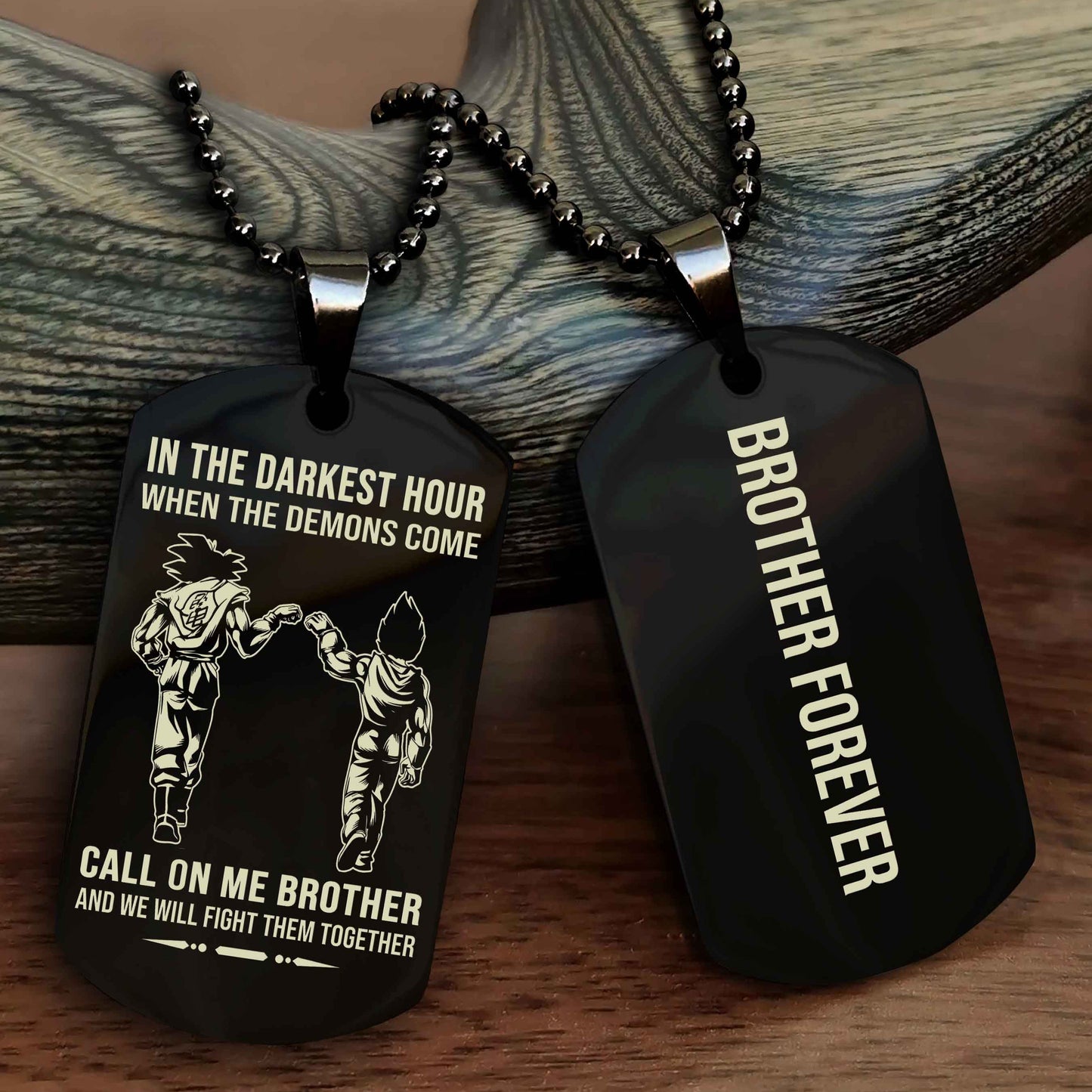 DRB Customizable engraved black dog tag double sided gift from brother, brother forevers NAG