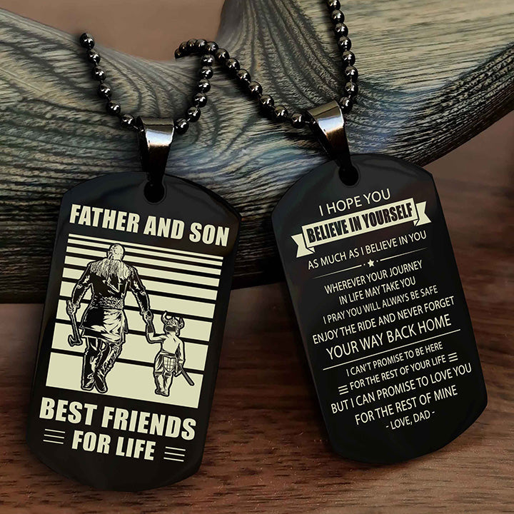 DRB Personalized Double Sided Dog Tag Silver To My Son I Love You - Enjoy The Ride And Never Forget Your Way Back Home From