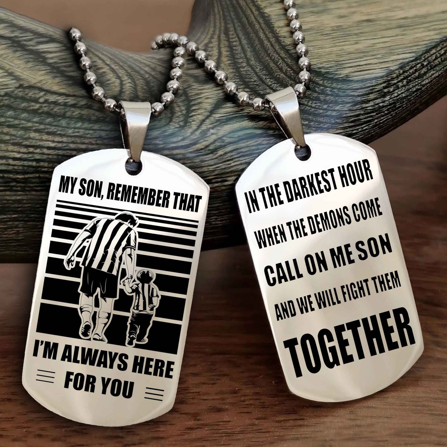Biker Personalized Double Sided Dog Tag My Son Remember That I Will Always Here Call On Me Son And We Will Fight Them Together