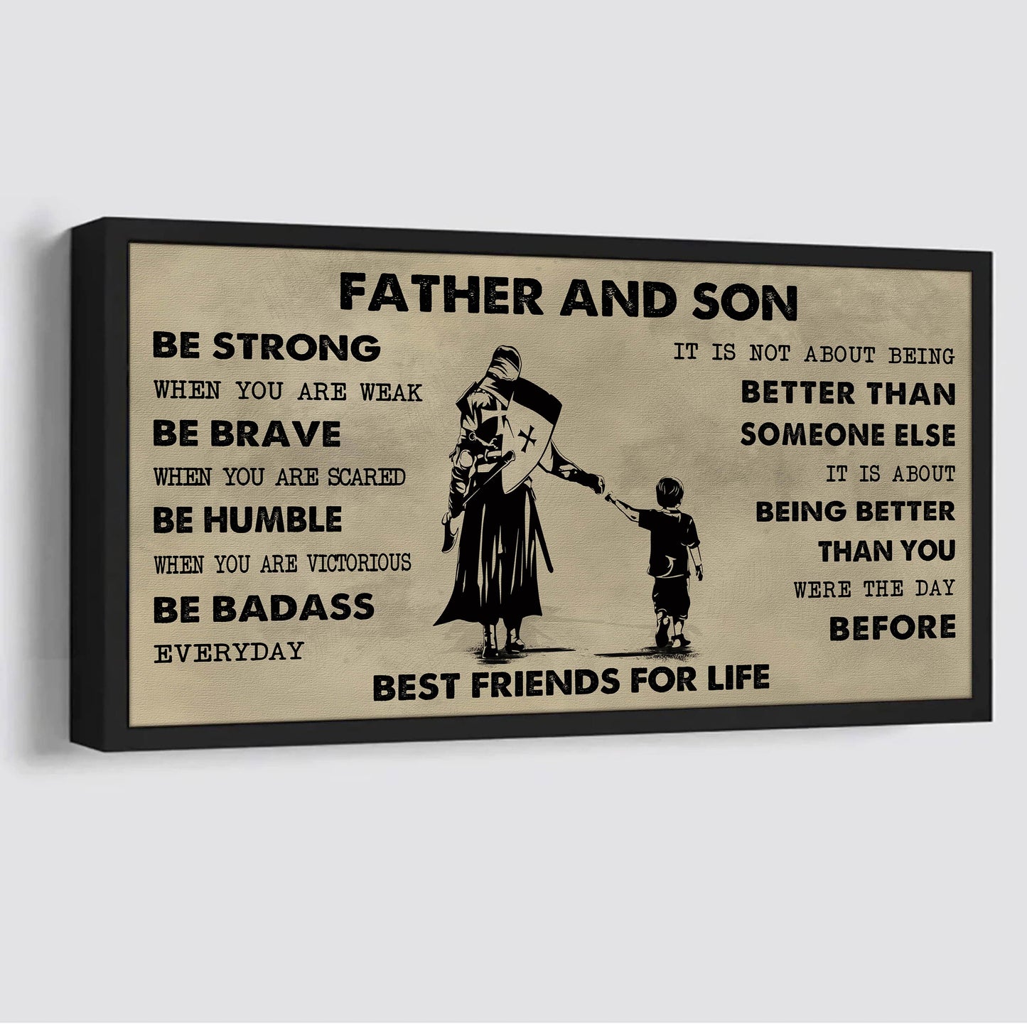 Biker Father And Son Best Friends For Life - Be Strong When You Are Weak Poster Canvas Gift For Son From Father