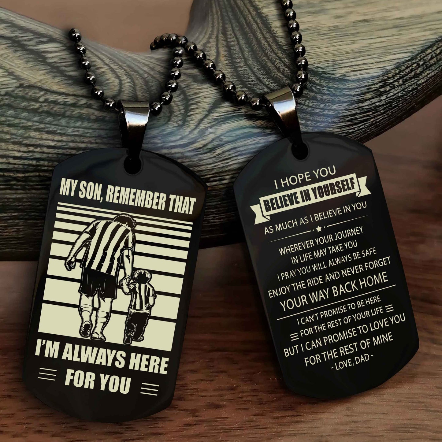 Biker Personalized Double Sided Dog Tag My Son Remember That I Will Always Here Never Forget Your Way Back Home