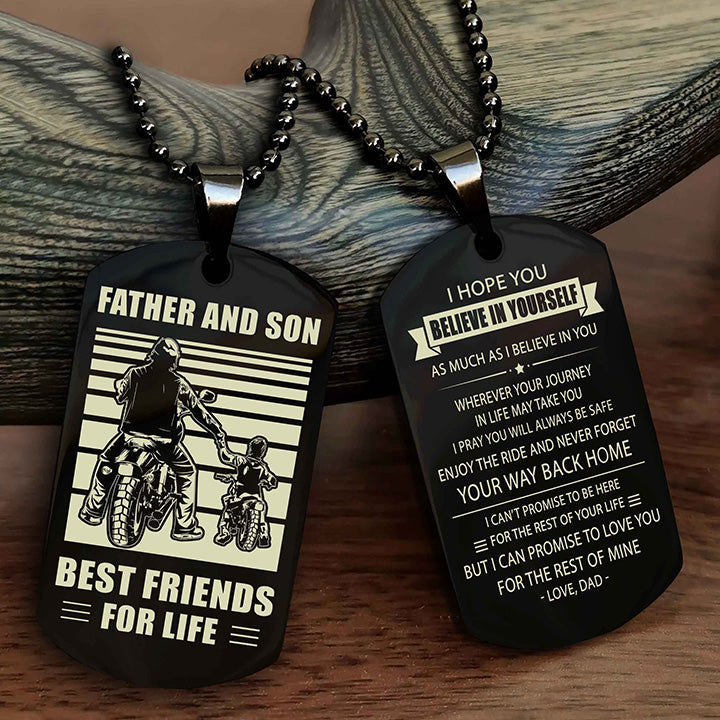DRB Personalized Double Sided Dog Tag Silver To My Son I Love You - Enjoy The Ride And Never Forget Your Way Back Home From