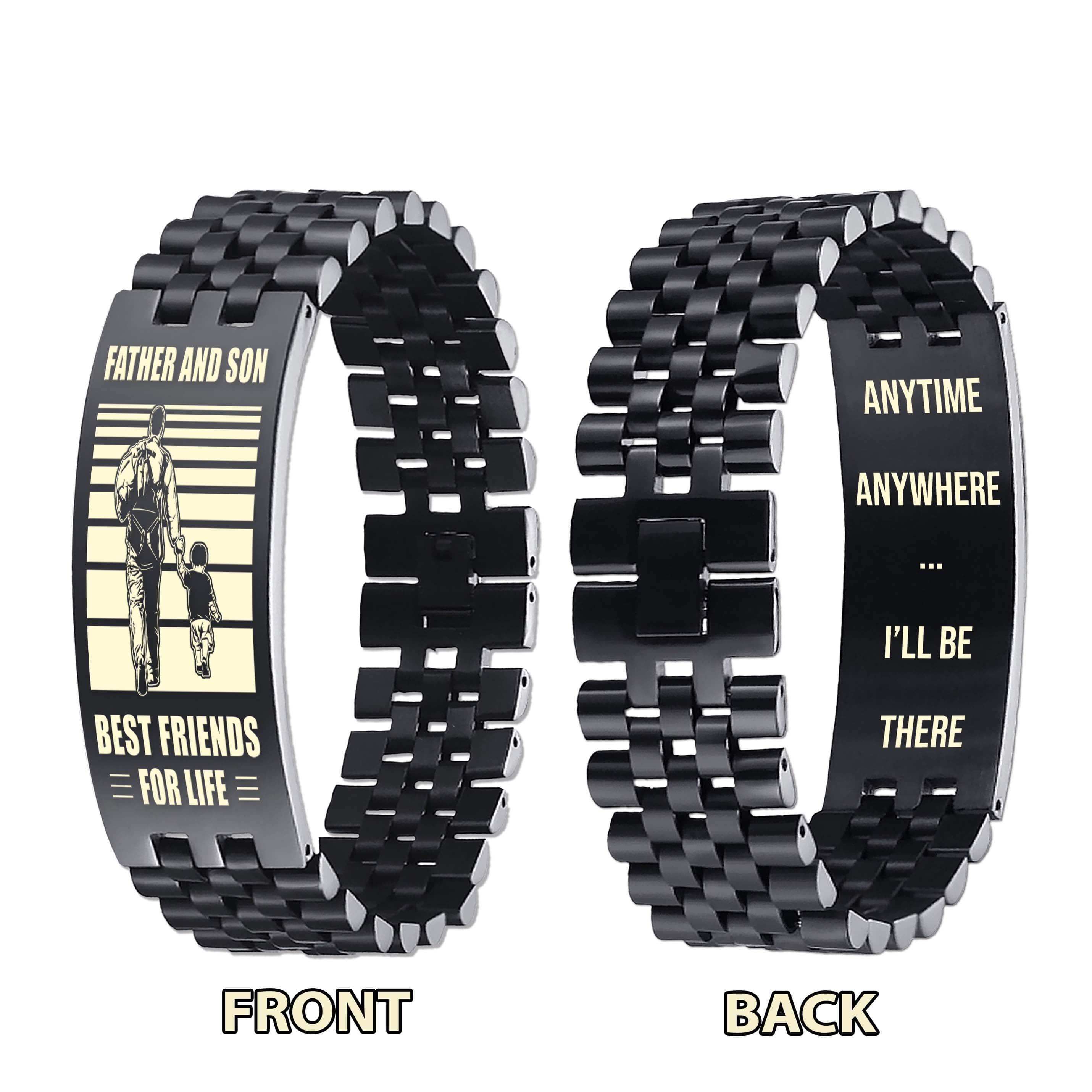 Samurai ANT Personalized Double Sided Bracelet Father And Son Best Friends For Life - Message on the back side