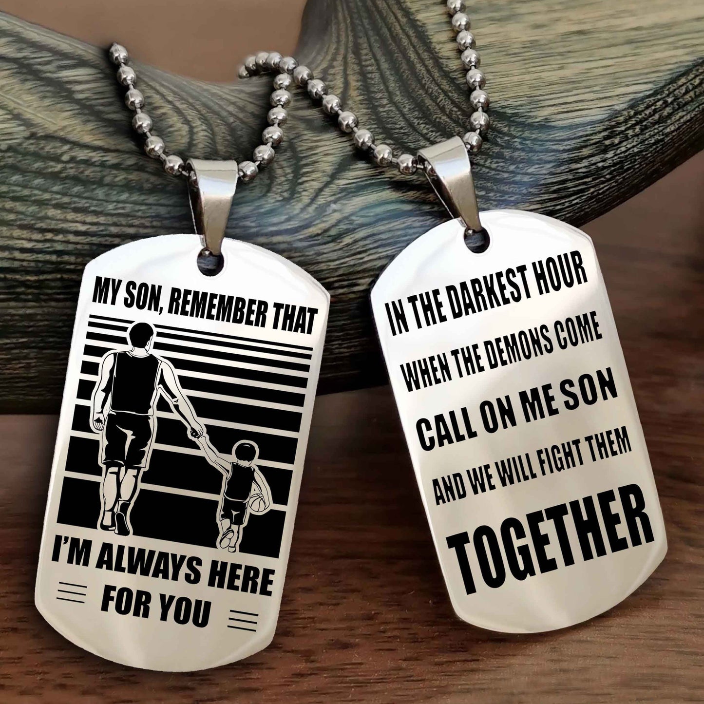 Biker Personalized Double Sided Dog Tag My Son Remember That I Will Always Here Call On Me Son And We Will Fight Them Together