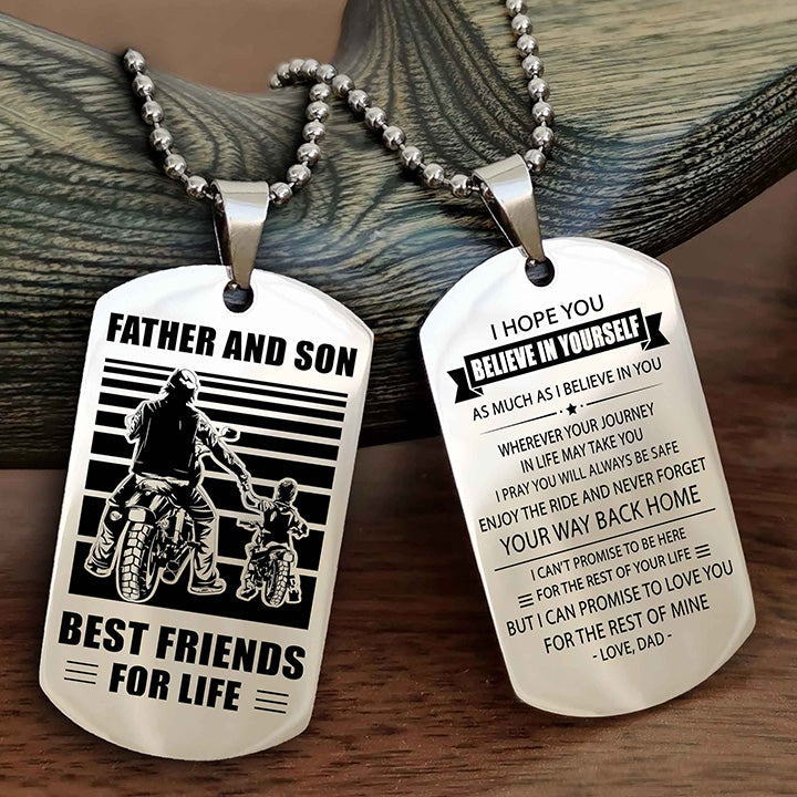 DRB Personalized Double Sided Dog Tag Silver To My Son I Love You - Enjoy The Ride And Never Forget Your Way Back Home From
