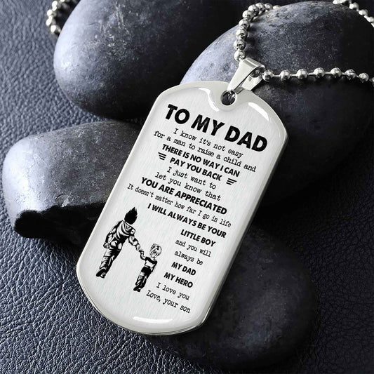 Dragon B VGT-Father and Kid- Millitary Chain 18K Gold Plated To My Dad I Know It's Not Easy - I Will Always Be Your Little Boy Gift From Son To Dad Father's Day Gift