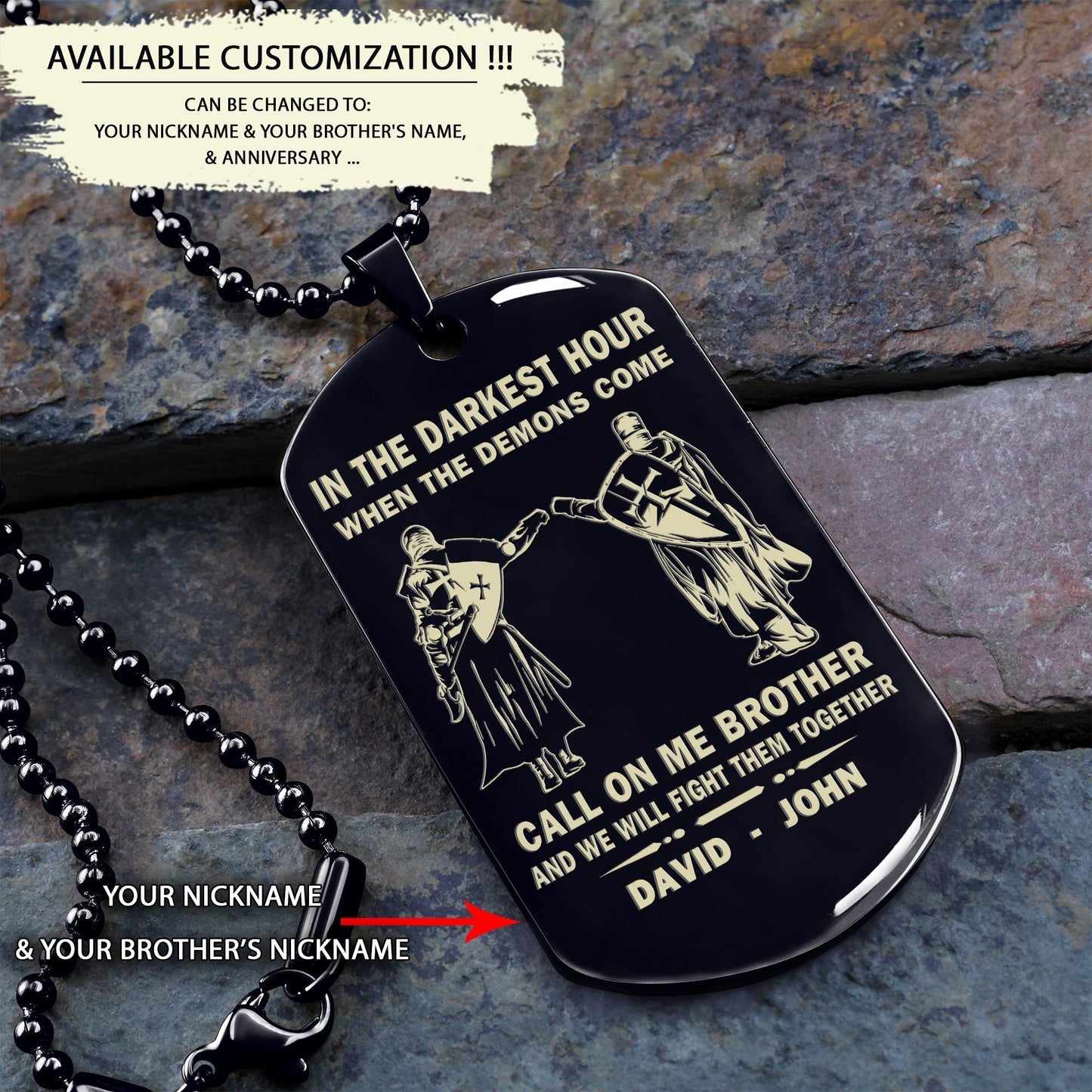 Personalized One Sided Dog Tag Call On Me Brother And We Will Fight Them Together Gift For Your Brother Your Cousins