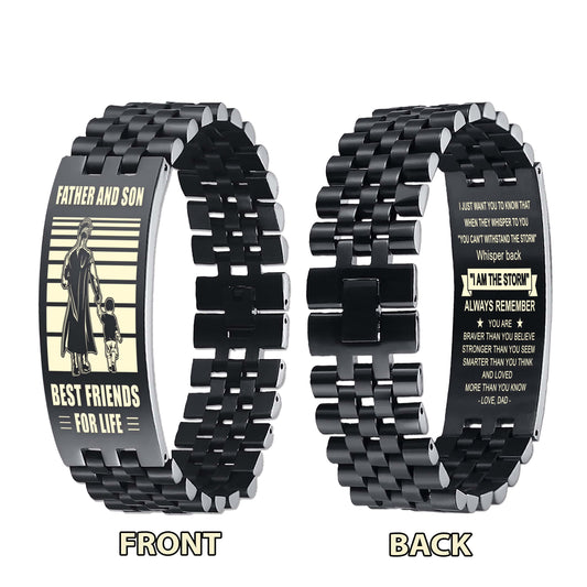 Spartan STO Personalized Double Sided Bracelet Father And Son Best Friends For Life - Message on the back side
