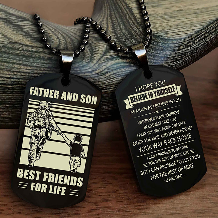DRB Personalized Double Sided Dog Tag Silver To My Son I Love You - Enjoy The Ride And Never Forget Your Way Back Home From