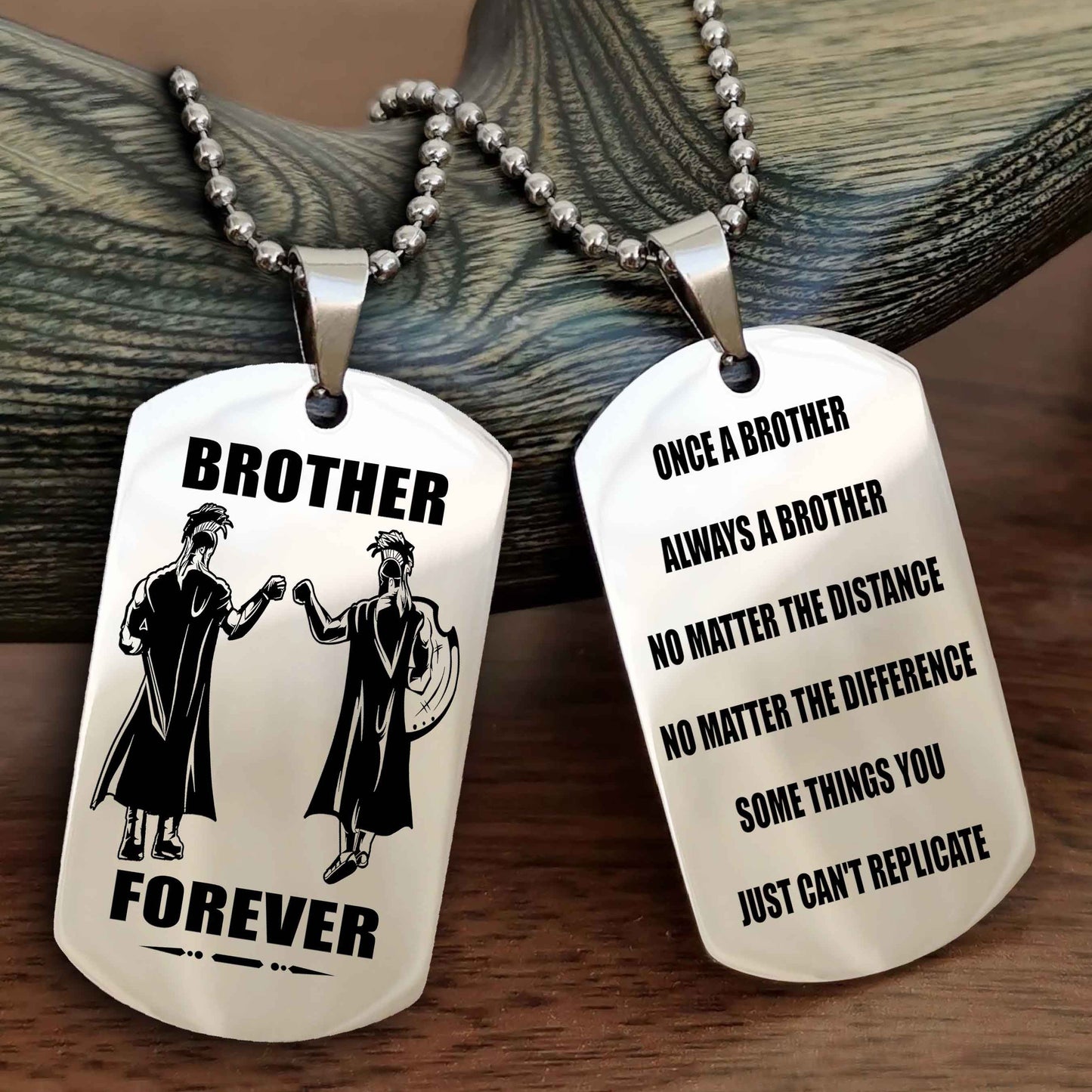 DRB Customizable engraved dog tag double sided gift from brother - Brother Forever Once A Brother Always A Brother