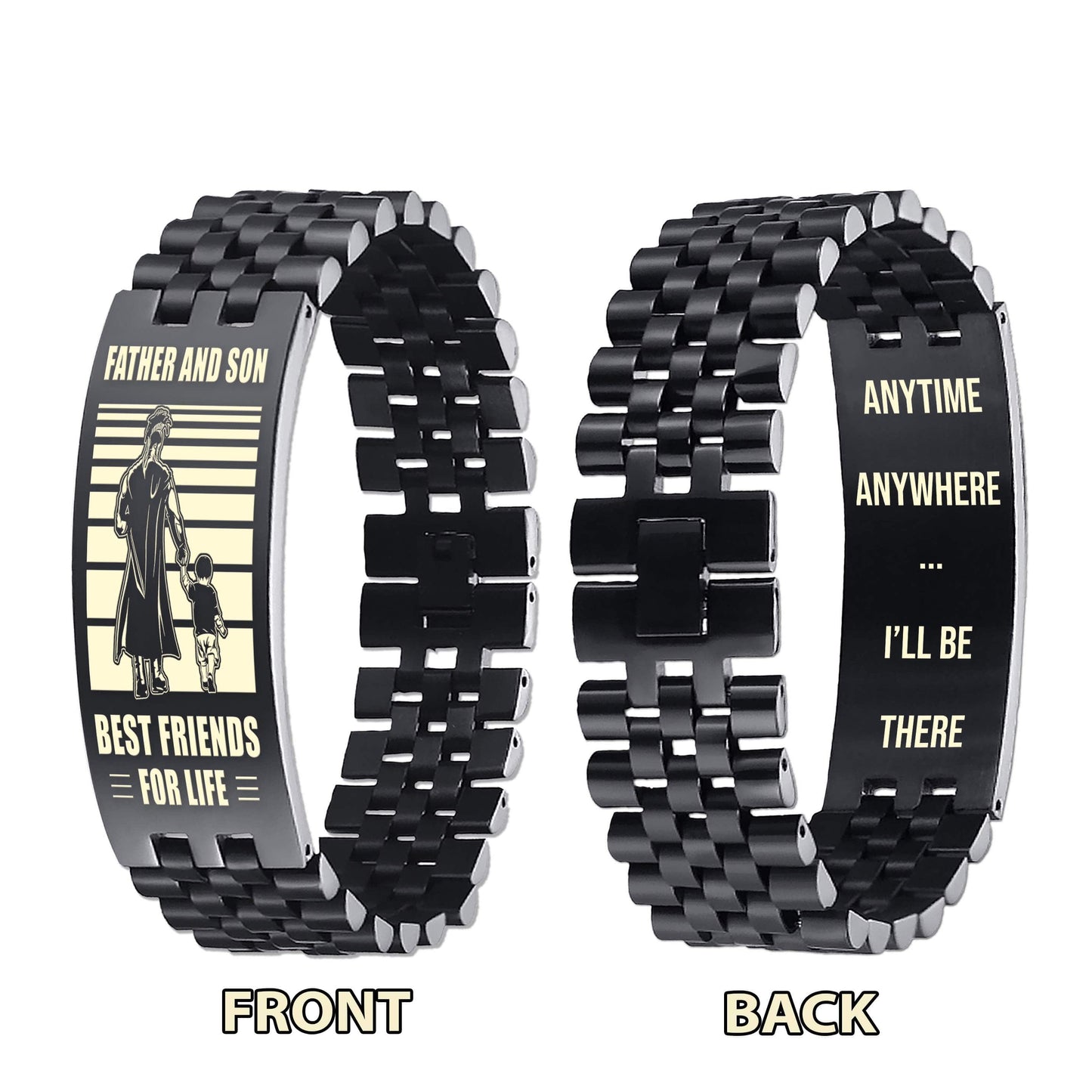 Spartan ANT Personalized Double Sided Bracelet Father And Son Best Friends For Life - Message on the back side