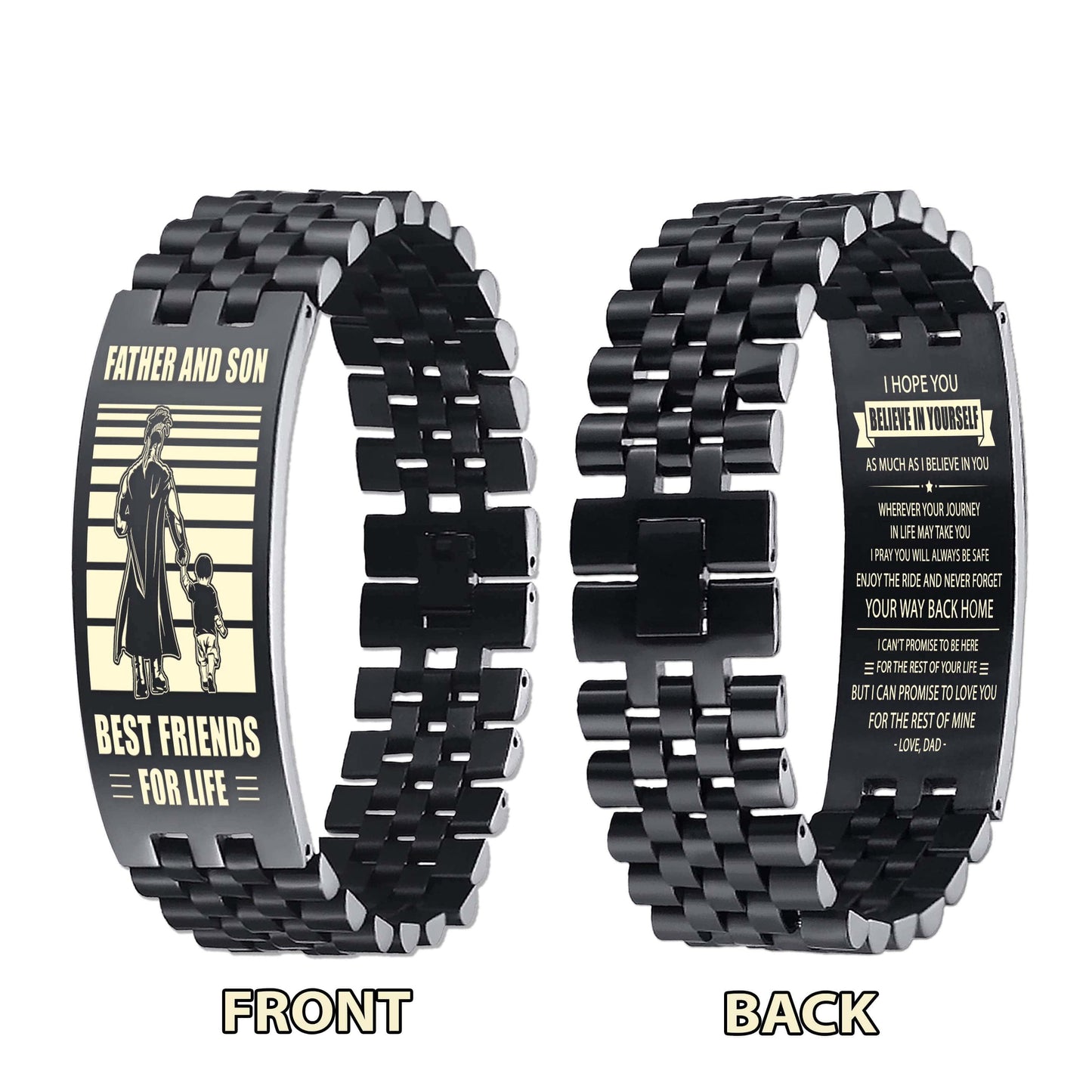 Spartan Be strong-Personalized Double Sided Bracelet Father And Son Best Friends For Life - Message on the back side-Be strong