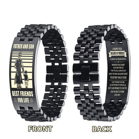 Spartan WBH Personalized Double Sided Bracelet Father And Son Best Friends For Life - Message on the back side