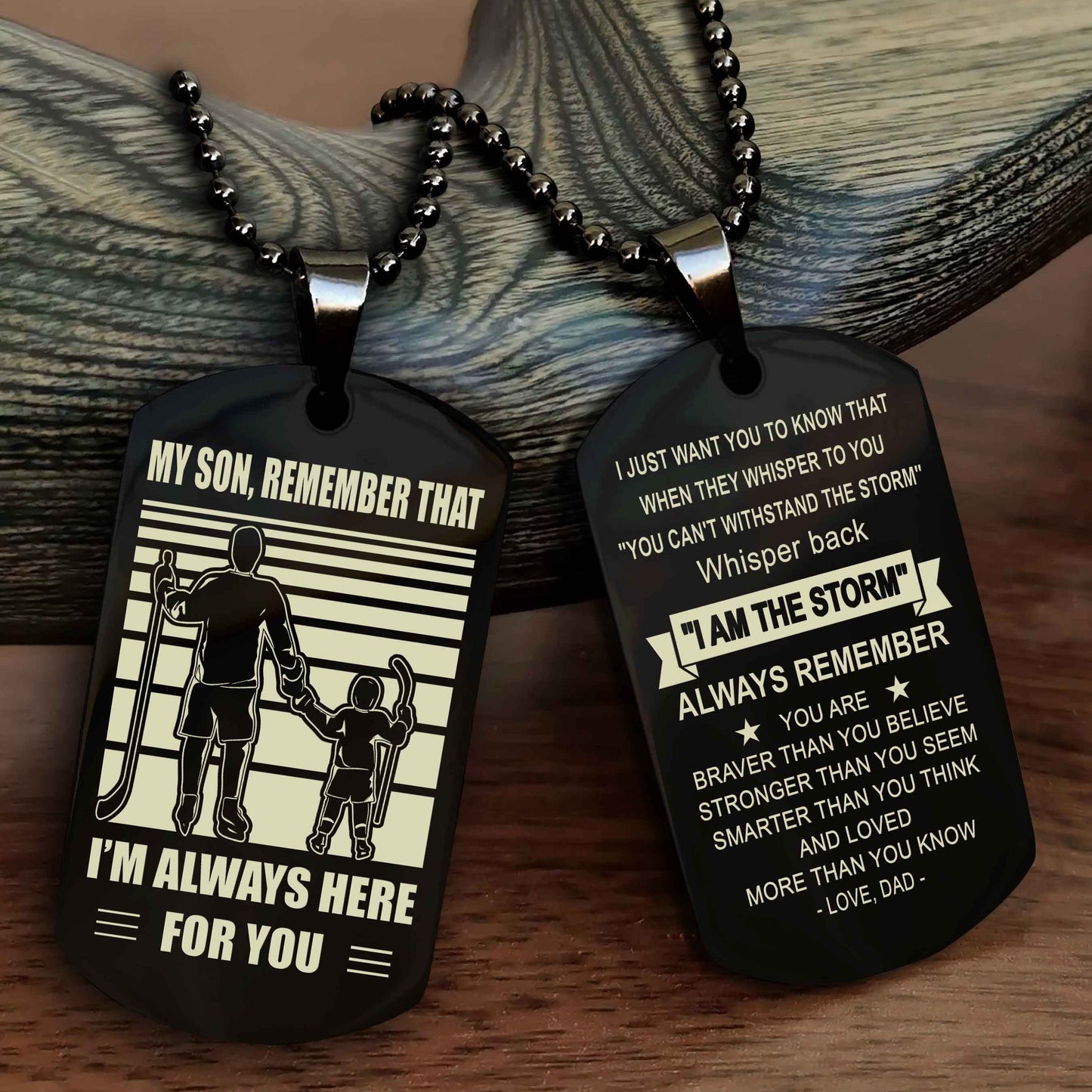 Biker Personalized Double Sided Dog Tag My Son Remember That I Will Always Here Whisper Back I Am The Storm