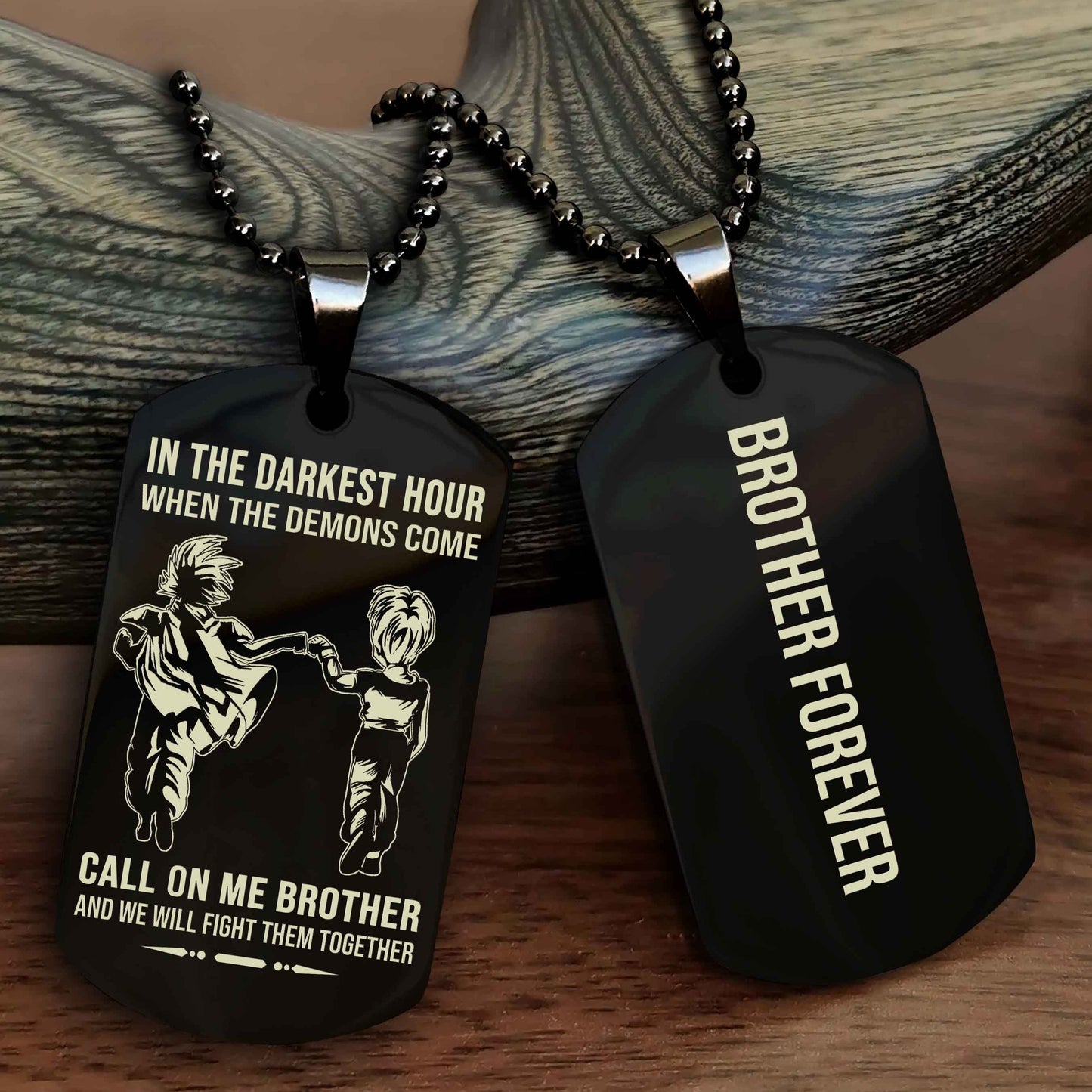 DRB Customizable engraved black dog tag double sided gift from brother, brother forevers NAG