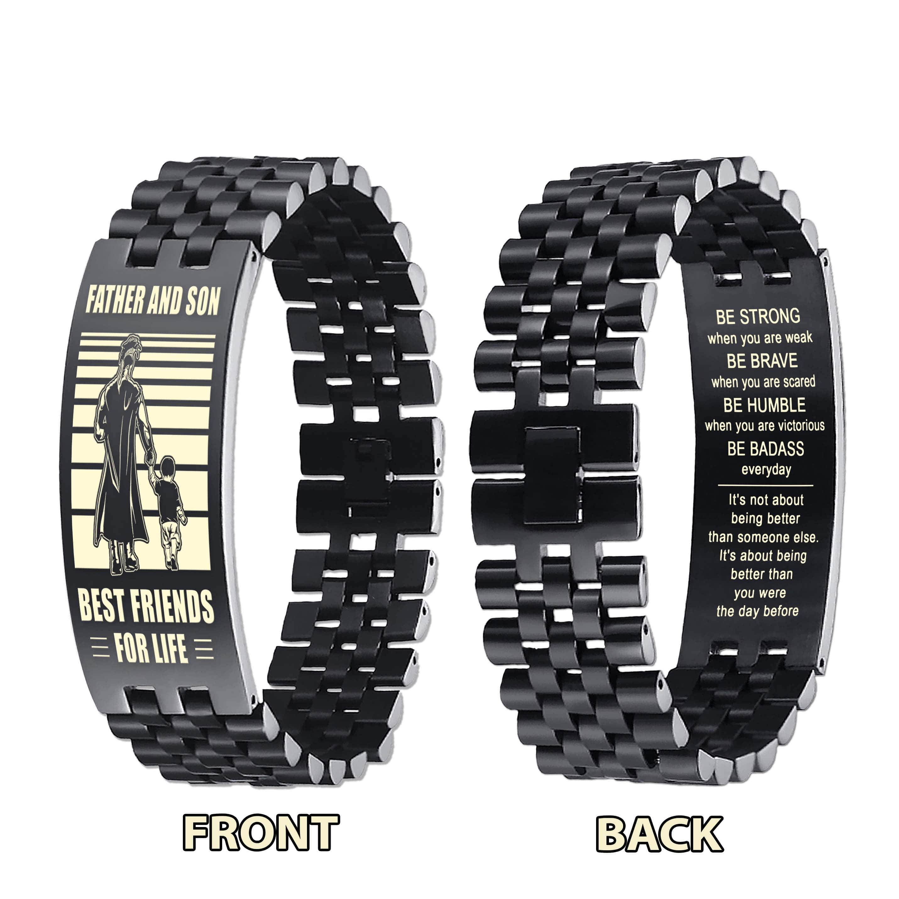 Samurai ANT Personalized Double Sided Bracelet Father And Son Best Friends For Life - Message on the back side