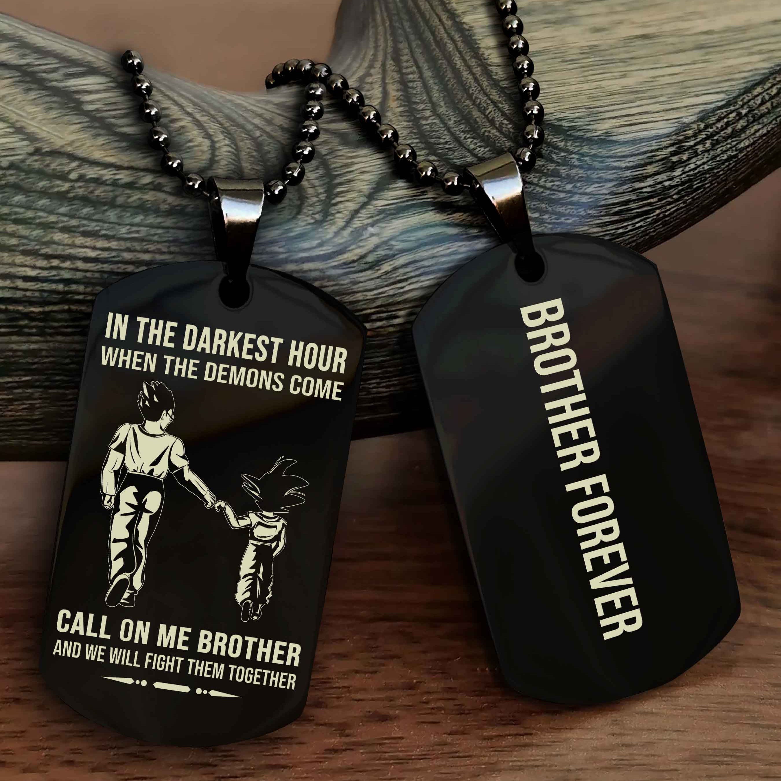 DRB Customizable engraved black dog tag double sided gift from brother, brother forevers NAG